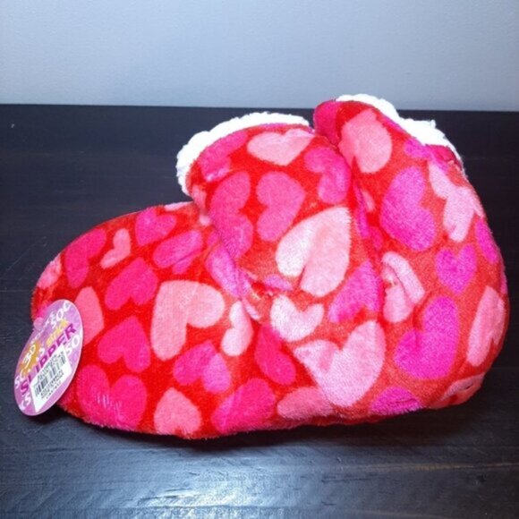 NEW Thermal Heart Print Winter Slipper Socks Knit Fleece Slip Resistant - Picture 4 of 6